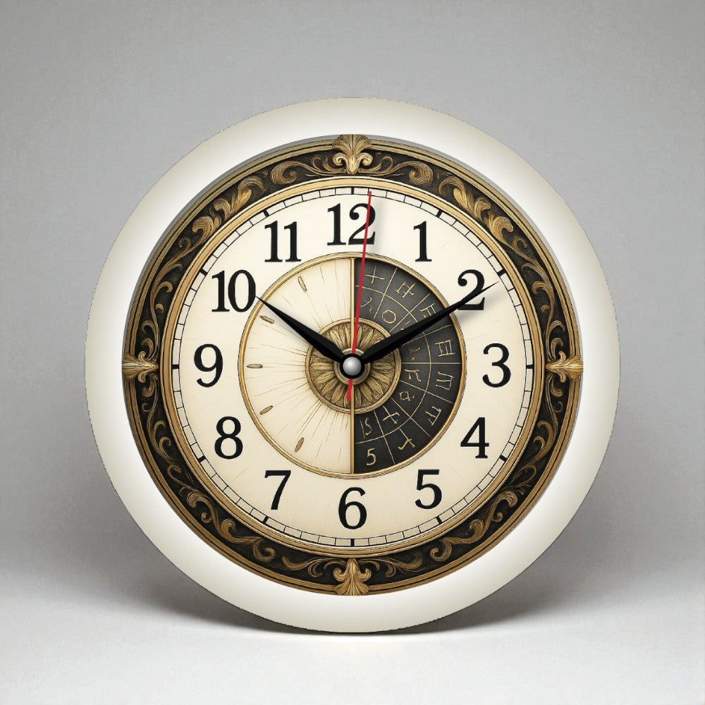 Antique 11-Inch Wall Clock with Numeric & Symbolic Dial – Vintage Look, Plastic Frame