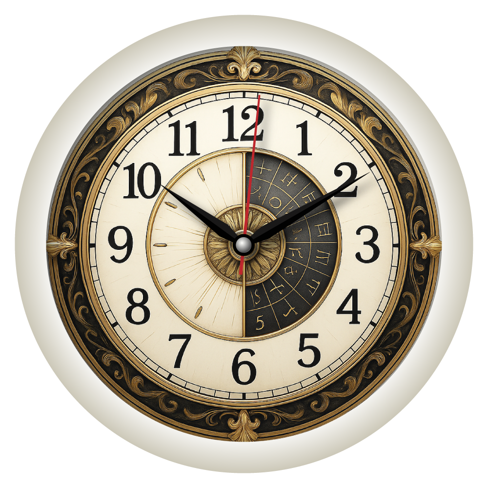 Antique 11-Inch Wall Clock with Numeric & Symbolic Dial – Vintage Look, Plastic Frame