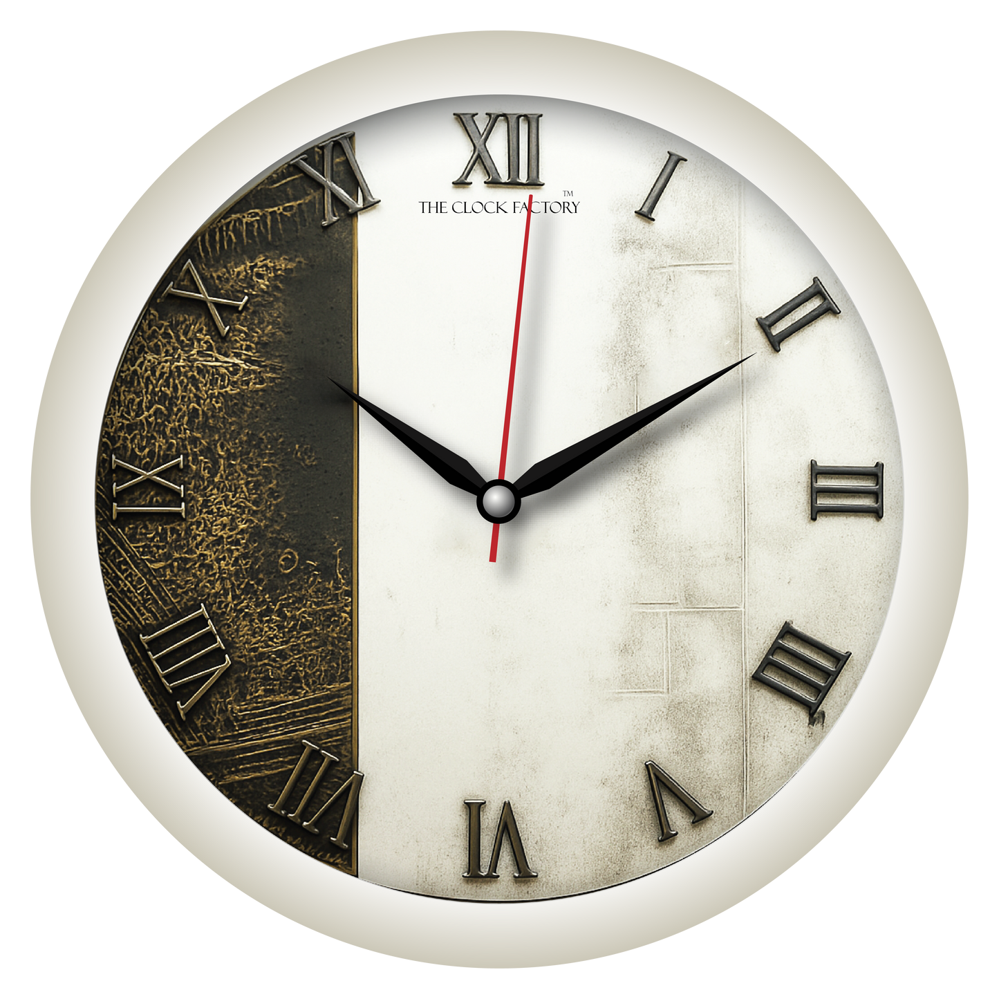Elegant 11-Inch Roman Numeral Wall Clock – Vintage Dual-Tone Design, Plastic Frame