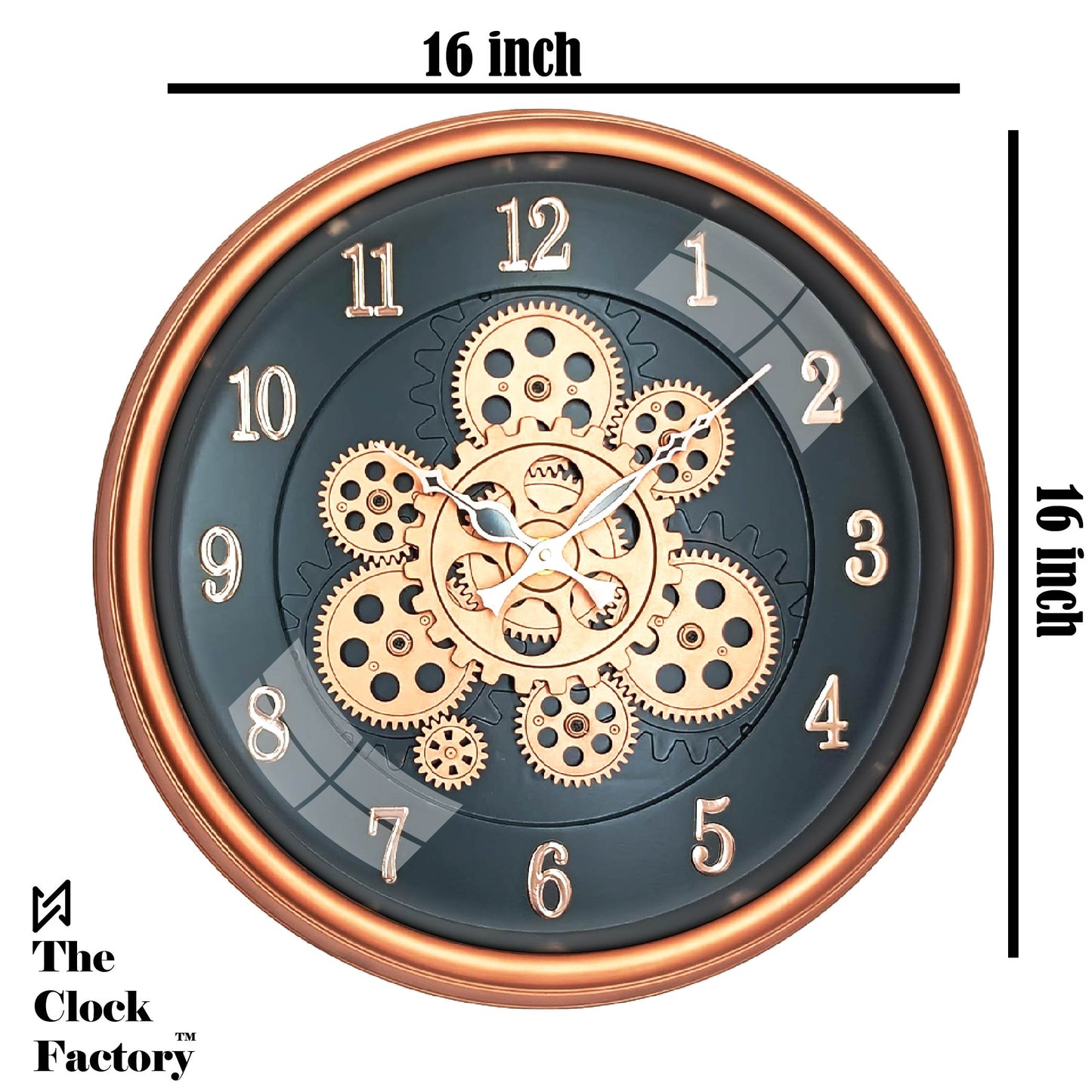 Moving Gear Clock 16 inch - By The Clock Factory ( Copper Color)