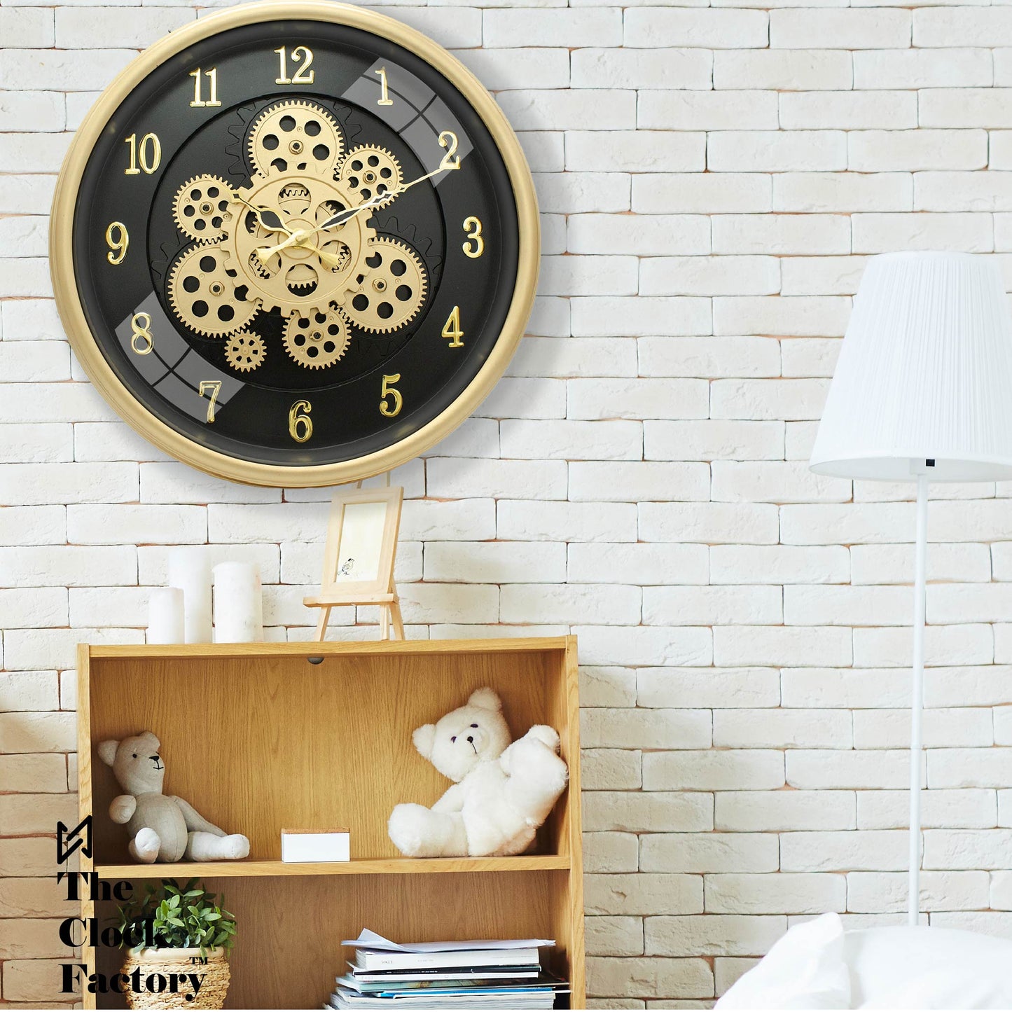 Moving Gear Clock 16 inch - By The Clock Factory (Golden Color)