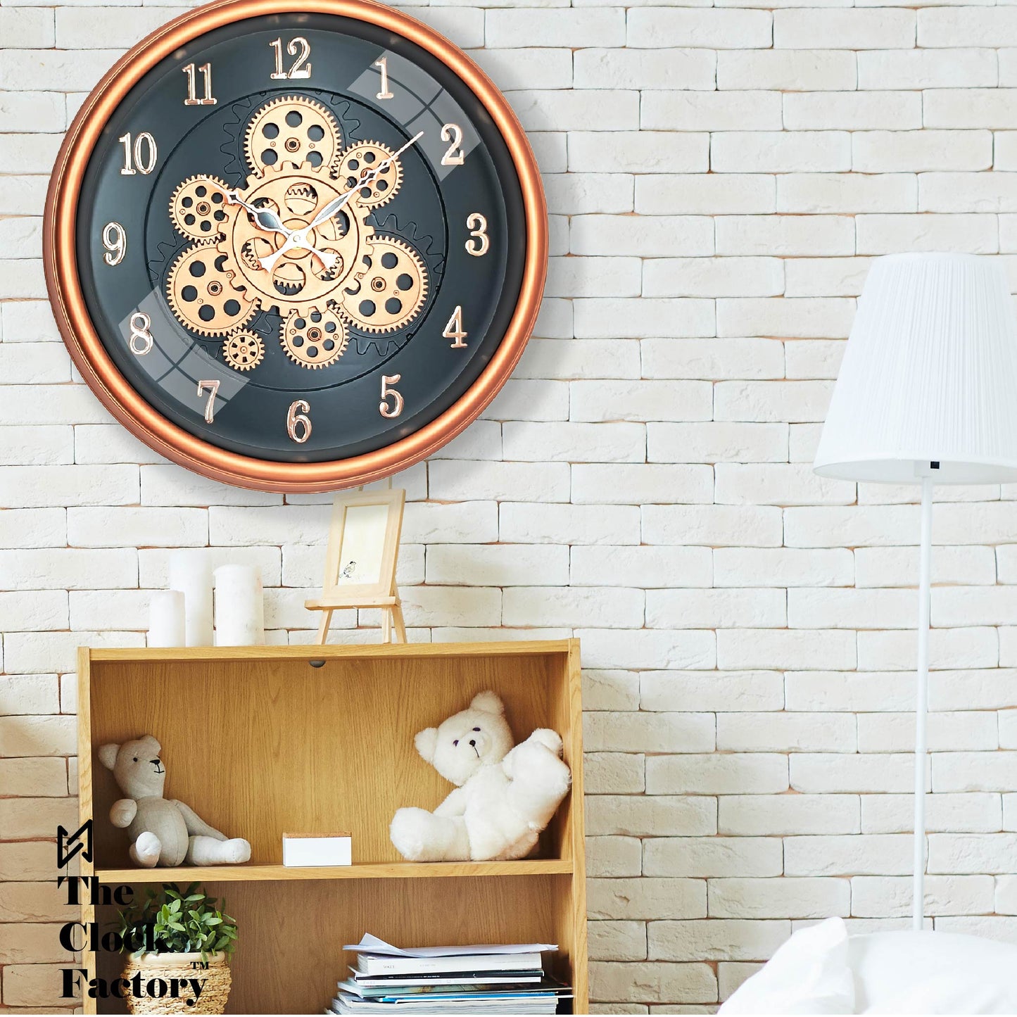 Moving Gear Clock 16 inch - By The Clock Factory ( Copper Color)