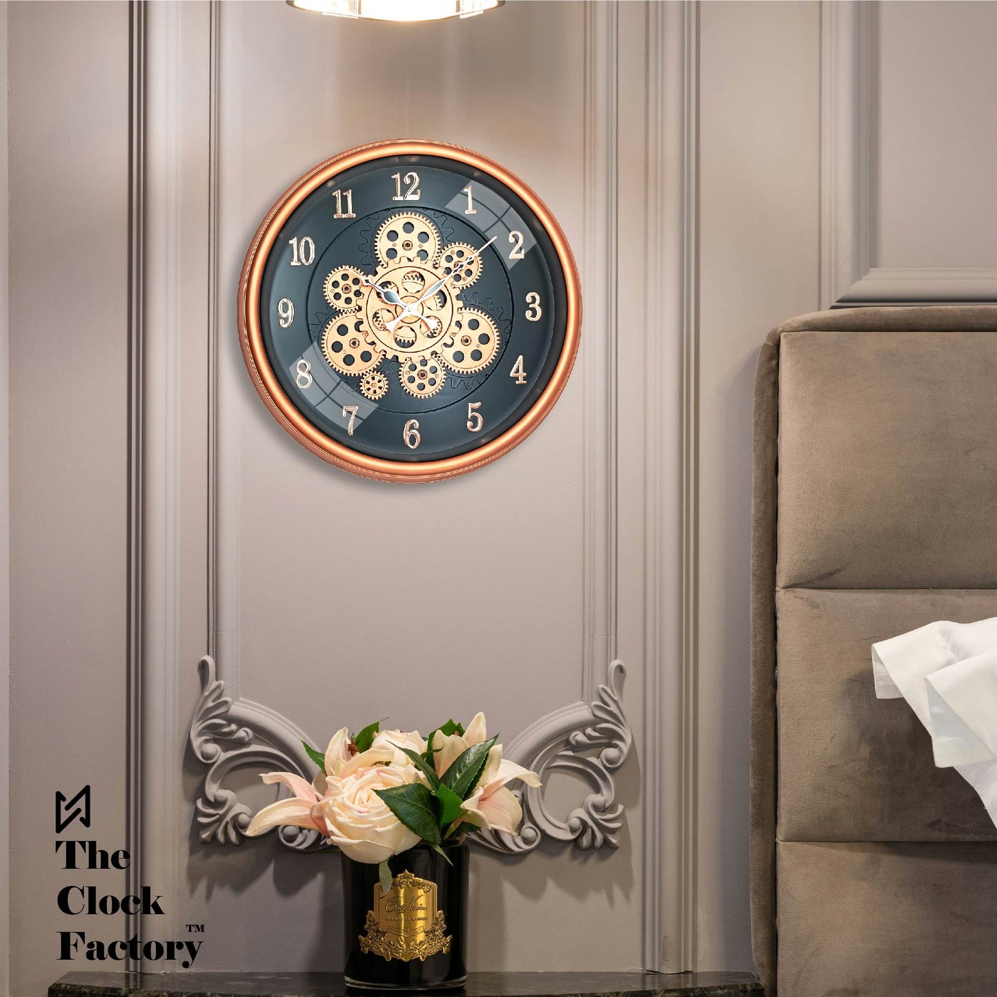 Moving Gear Clock 16 inch - By The Clock Factory ( Copper Color)