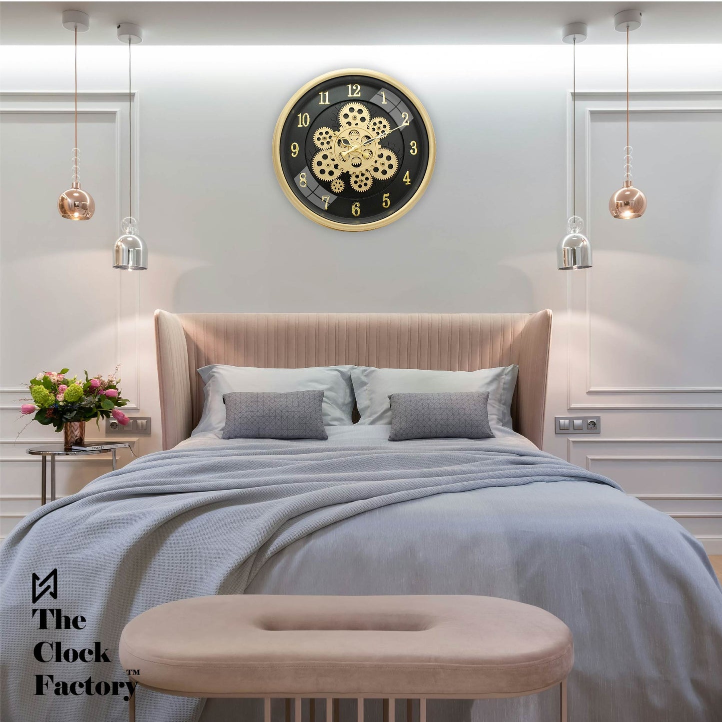 Moving Gear Clock 16 inch - By The Clock Factory (Golden Color)