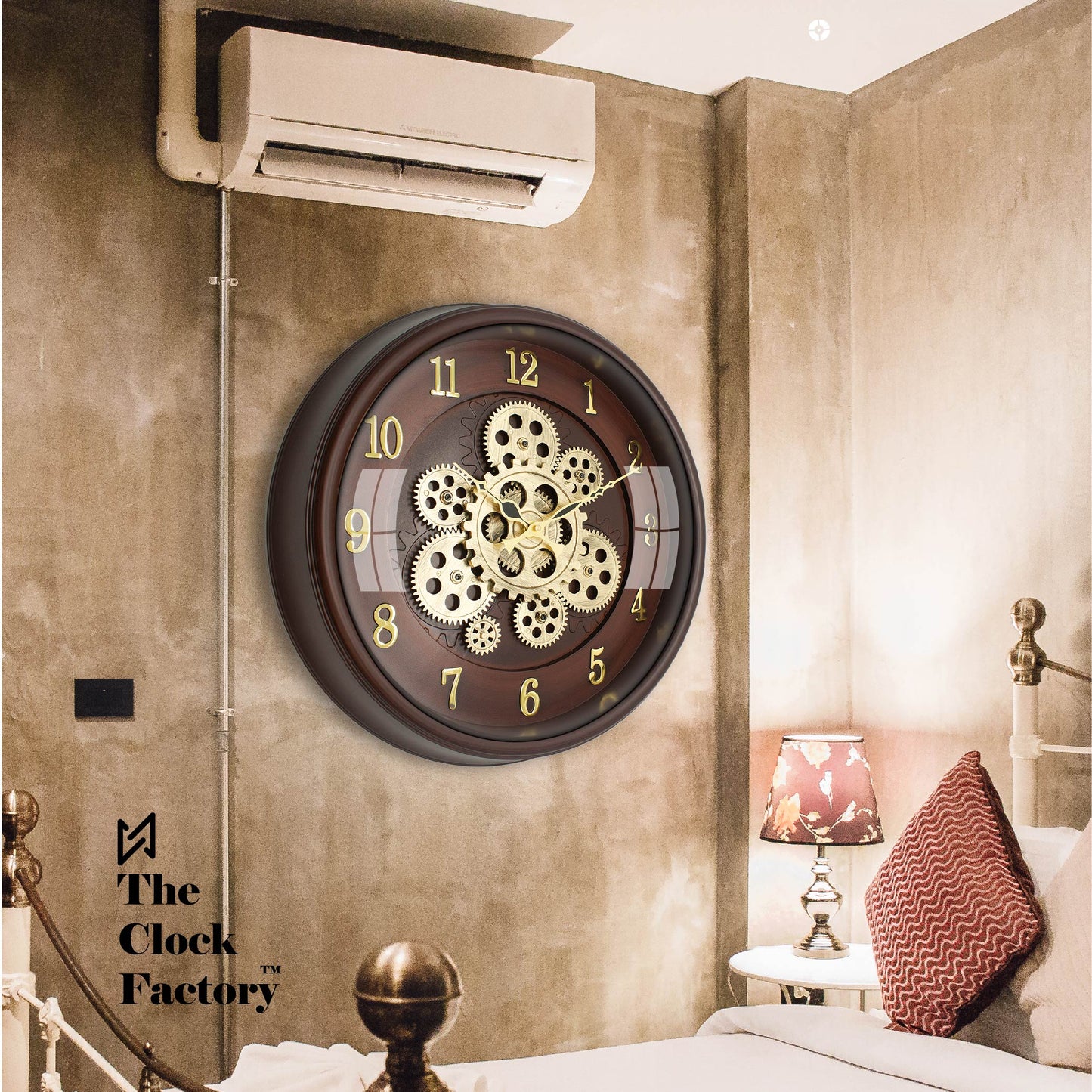 Moving Gear Clock 16 inch - By The Clock Factory (Cola Brown)