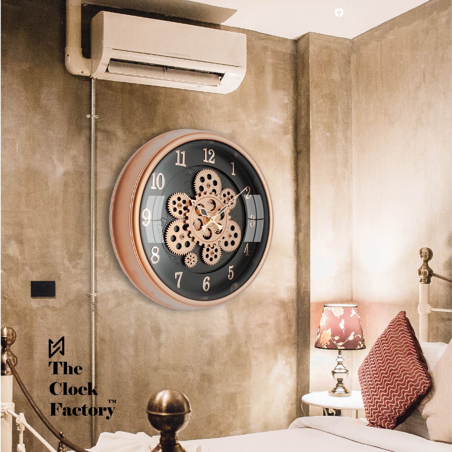 Moving Gear Clock 16 inch - By The Clock Factory ( Copper Color)