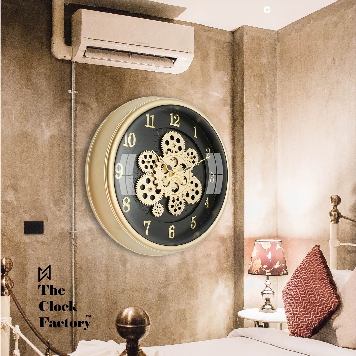 Moving Gear Clock 16 inch - By The Clock Factory (Golden Color)