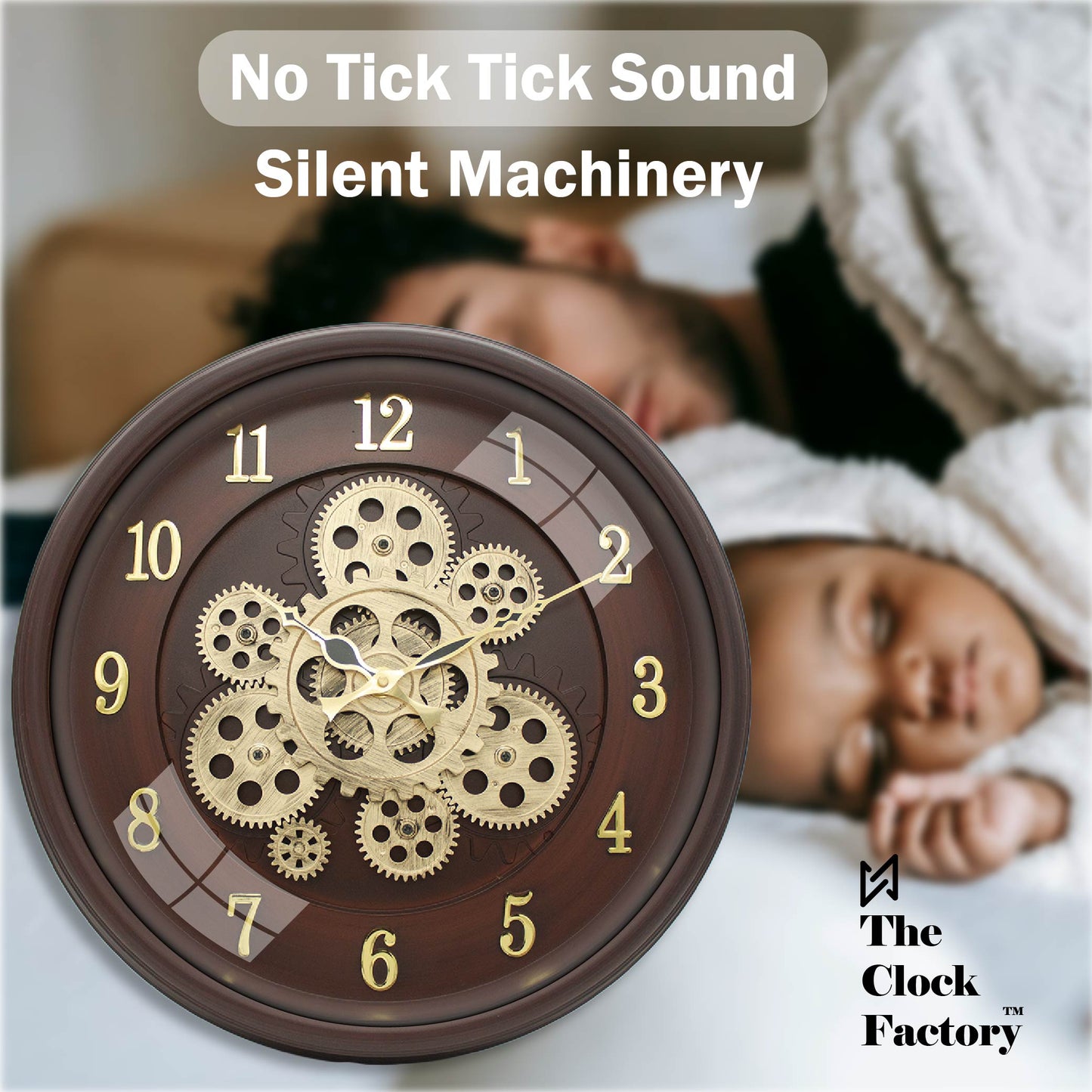 Moving Gear Clock 16 inch - By The Clock Factory (Cola Brown)