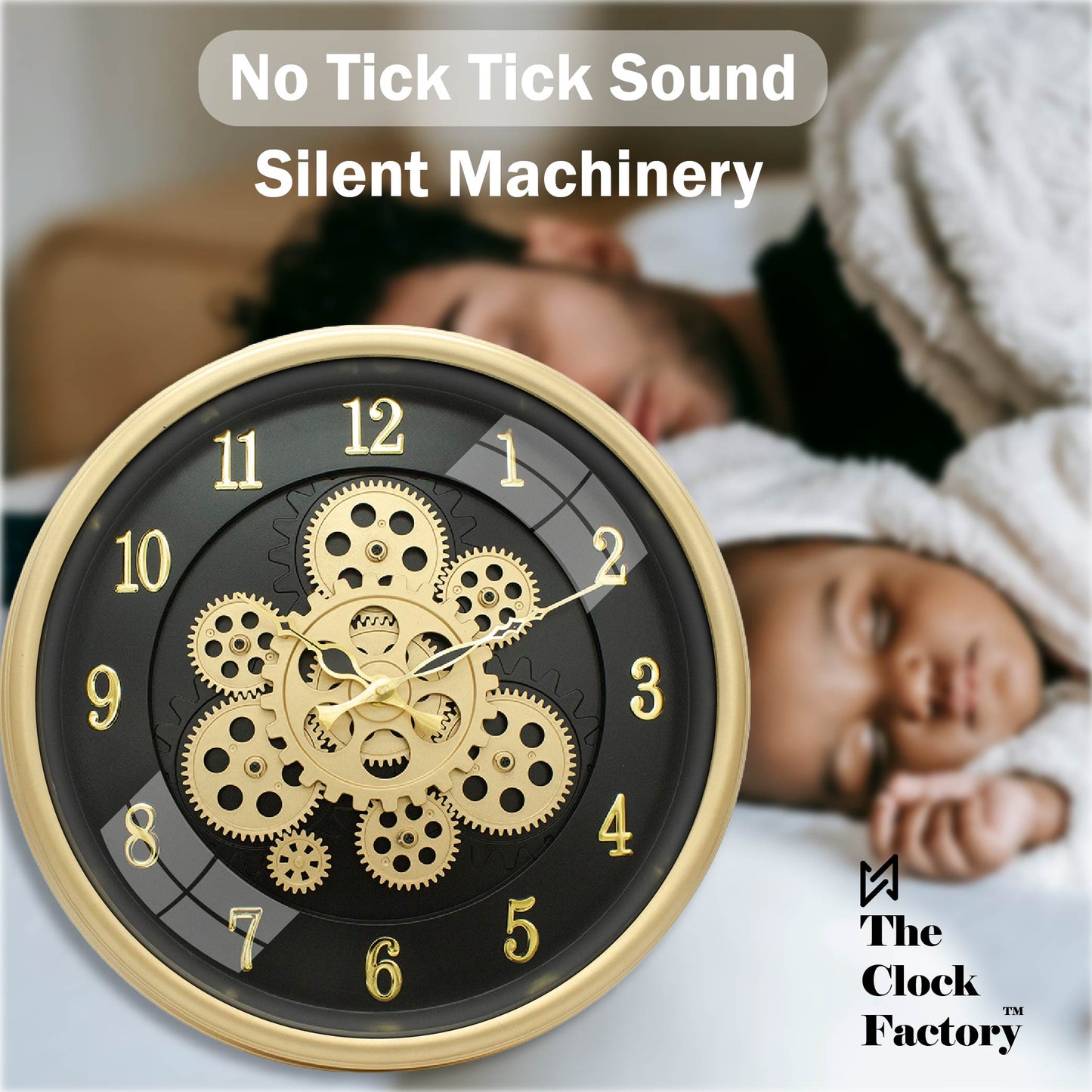 Moving Gear Clock 16 inch - By The Clock Factory (Golden Color)