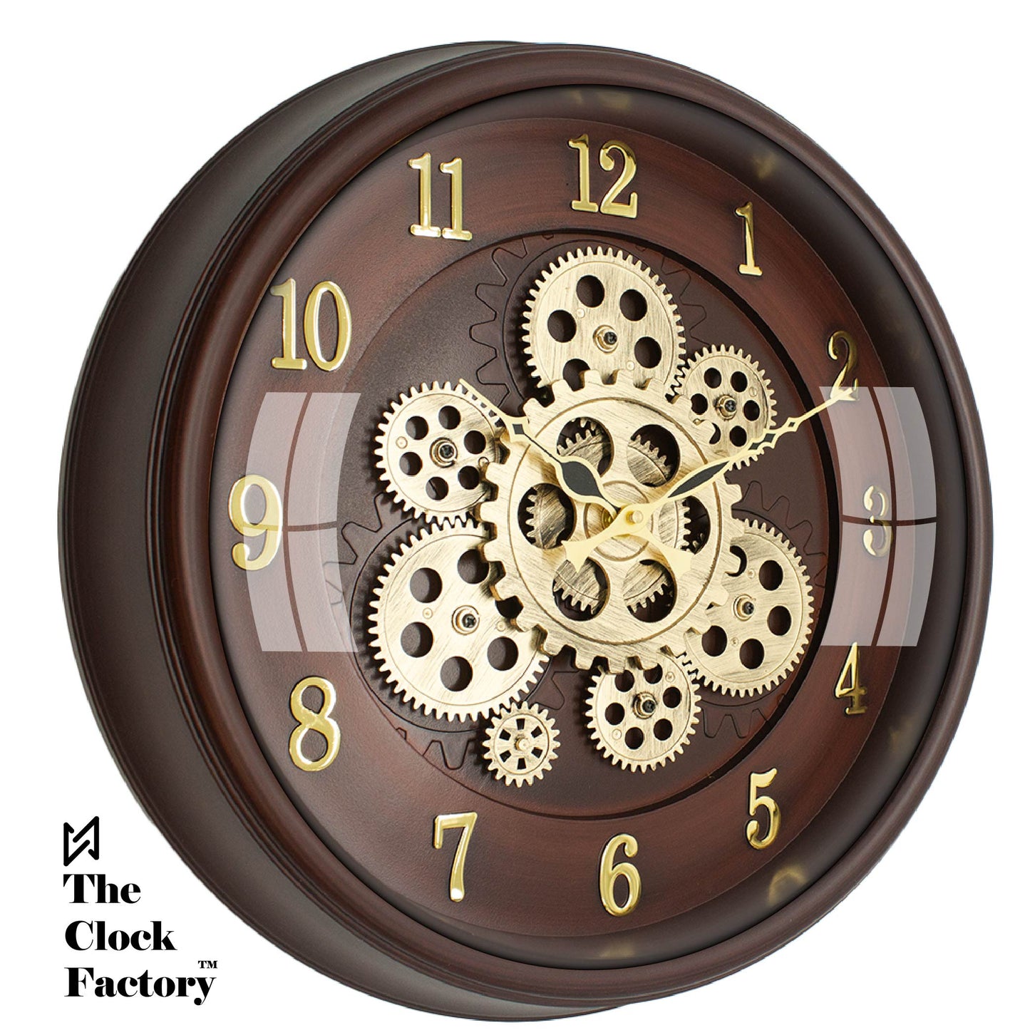 Moving Gear Clock 16 inch - By The Clock Factory (Cola Brown)