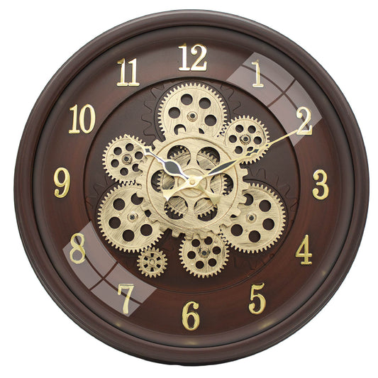 Moving Gear Clock 16 inch - By The Clock Factory (Cola Brown)