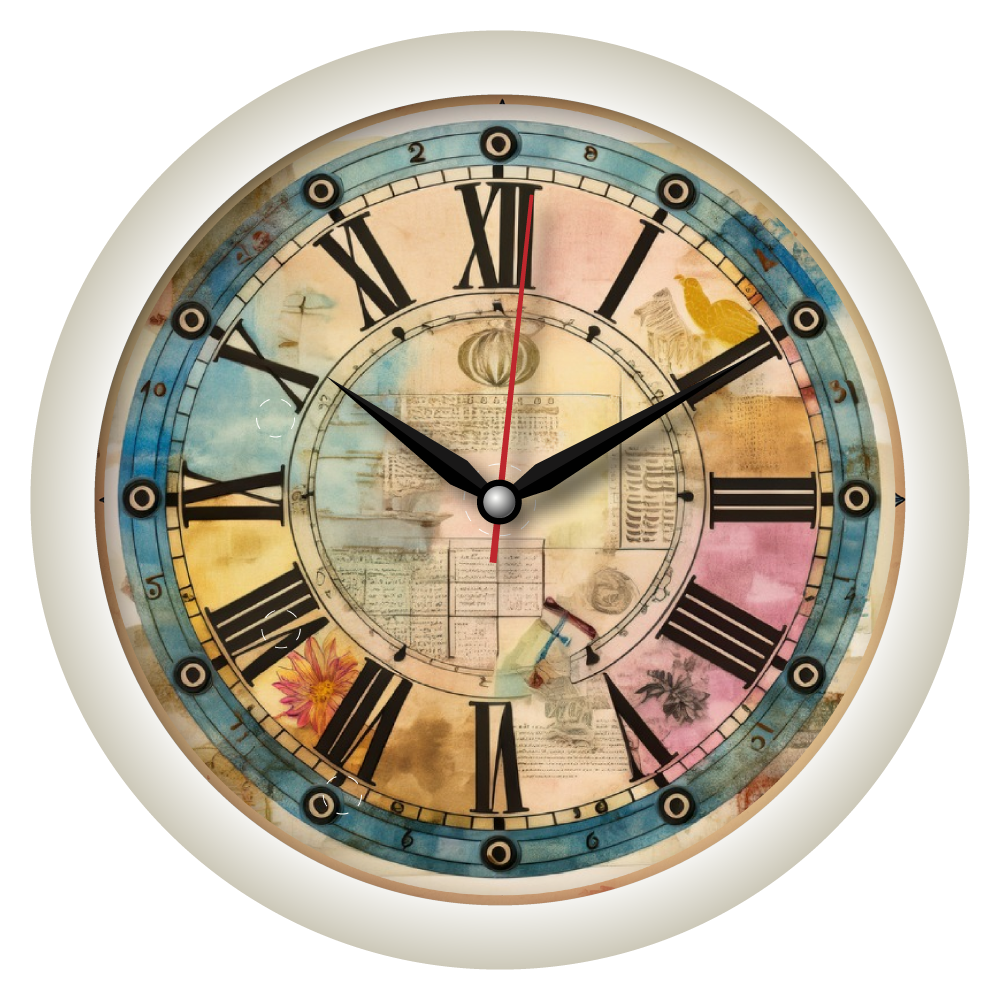 Colorful Vintage Roman Numeral Wall Clock – 11-Inch Plastic Artistic Dial