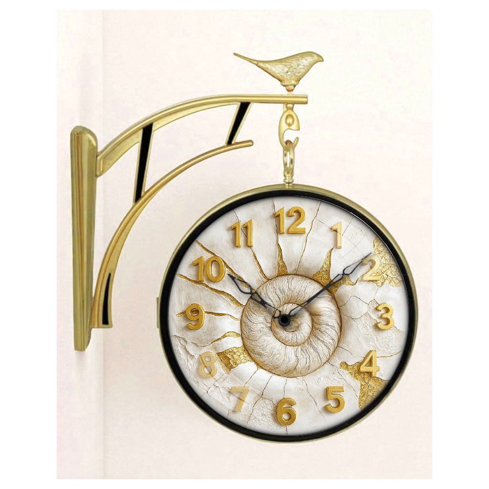 Elegant 12 Inch Double-Sided Wall Clock with Golden Shell Dial – Premium Plastic Frame (Copy)