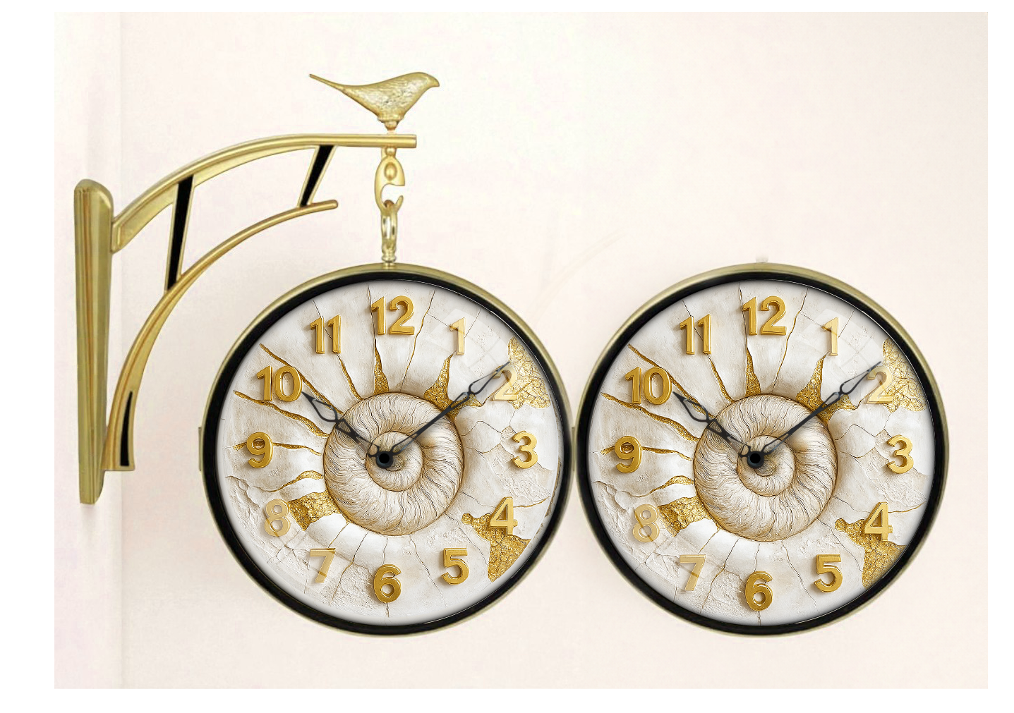 Elegant 12 Inch Double-Sided Wall Clock with Golden Shell Dial – Premium Plastic Frame (Copy)