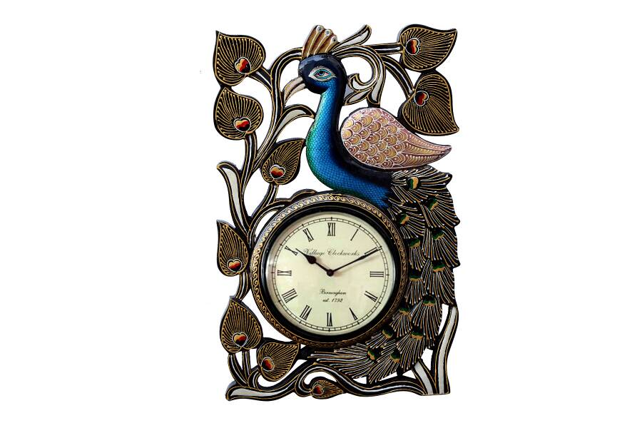 Beautiful Peacock on tree wall clock