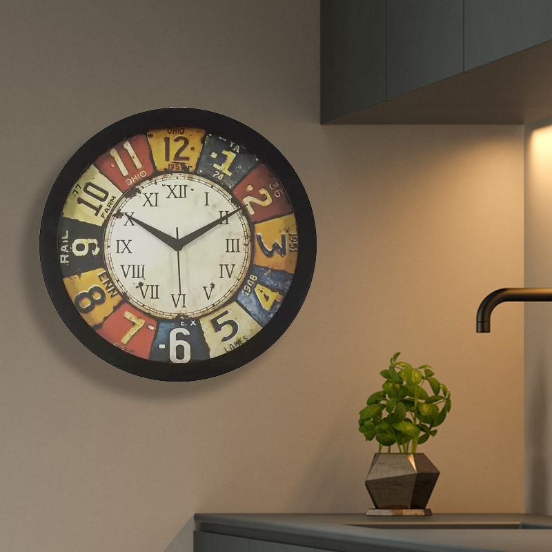 Mutlicolor Dial Plastic Wall Clock - 12 inch