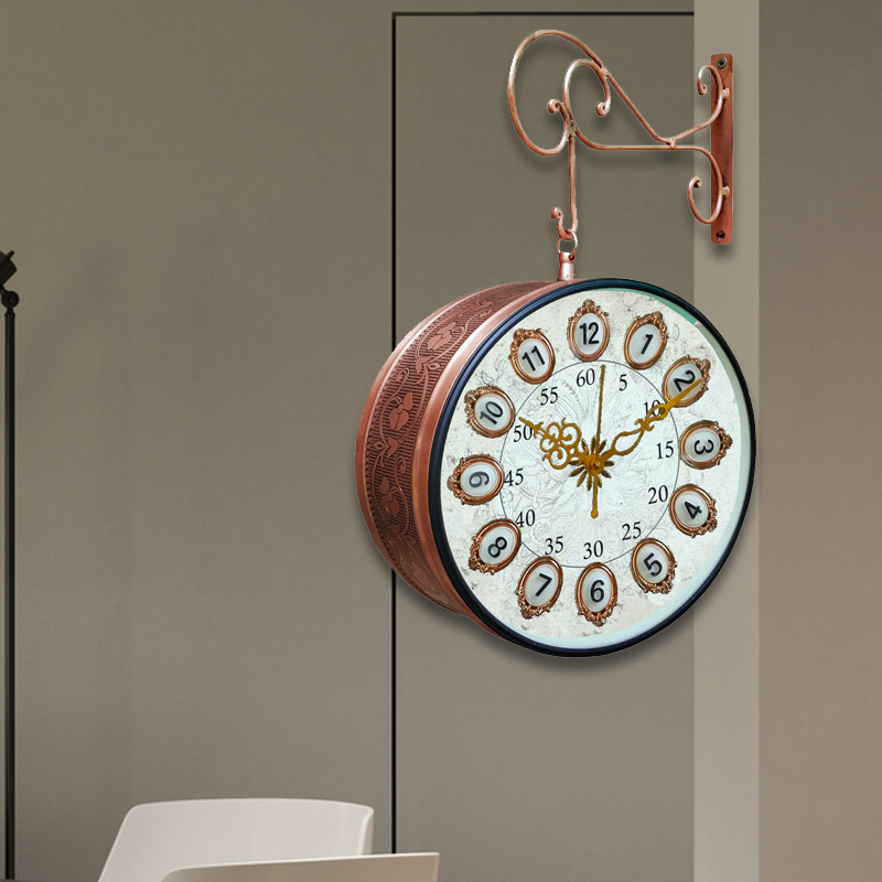 Double Sided Station Clock with Ethnic Feel