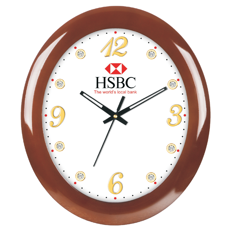 HSBC - Oval Promotional Wall Clock - 14 inch x 12 inch
