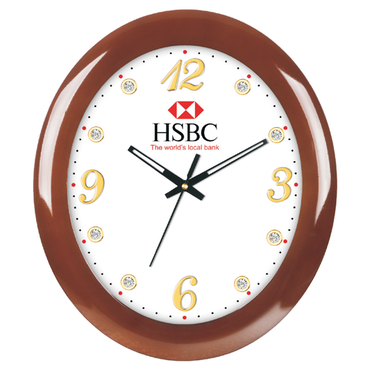 HSBC - Oval Promotional Wall Clock - 14 inch x 12 inch