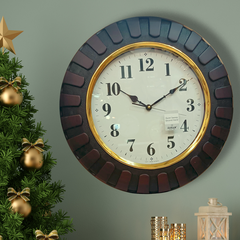 Leather Finish , Brown Wall Clock - 20 inch