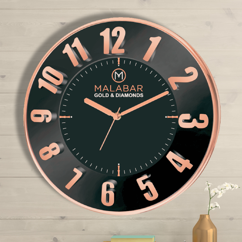 Malabar Gold & Diamonds - 12 inch promotional clock with 3d numbers