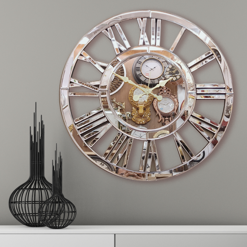 Mirror Clock , Roman Figure 24 inch Diameter.