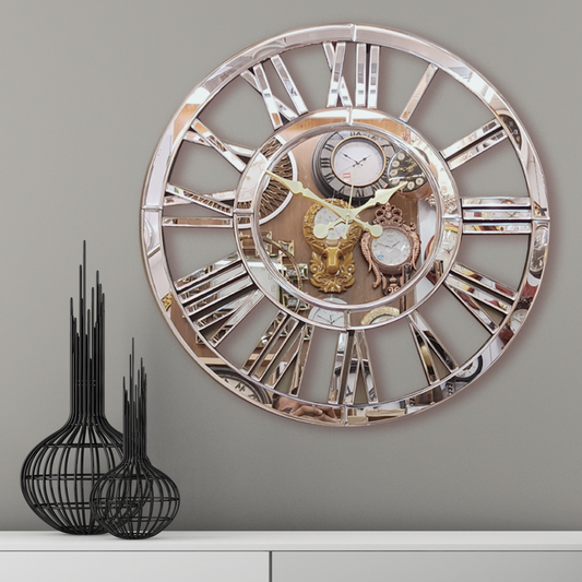 Mirror Clock , Roman Figure 24 inch Diameter.