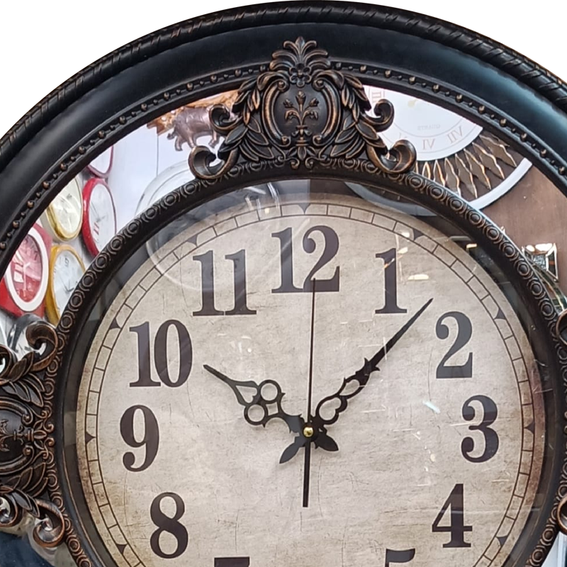 Large Decorative Wall Clock With Mirrored Border - 24 inch diameter