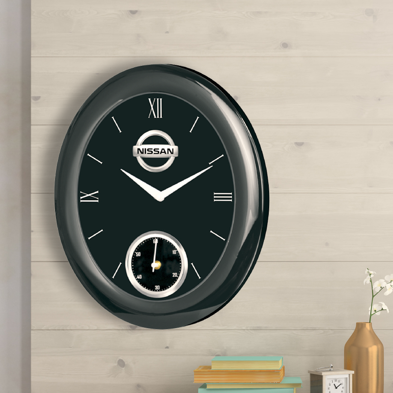 Nissan - Oval Promotional Wall Clock with double dial - 14 inch x 12 inch