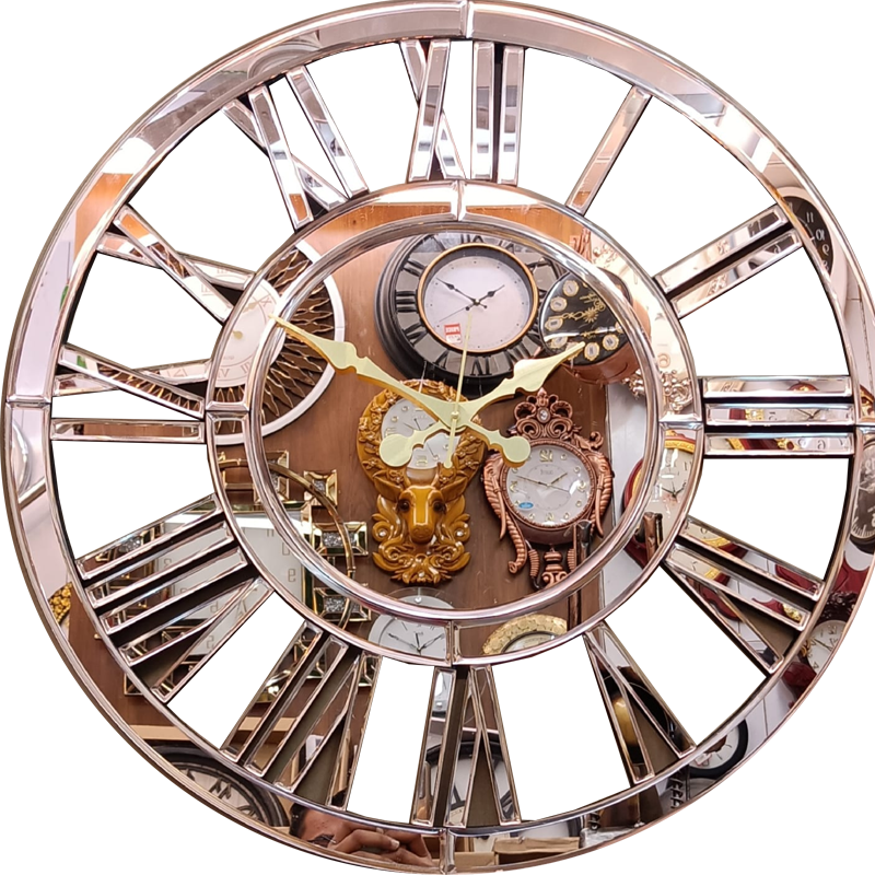Mirror Clock , Roman Figure 24 inch Diameter.