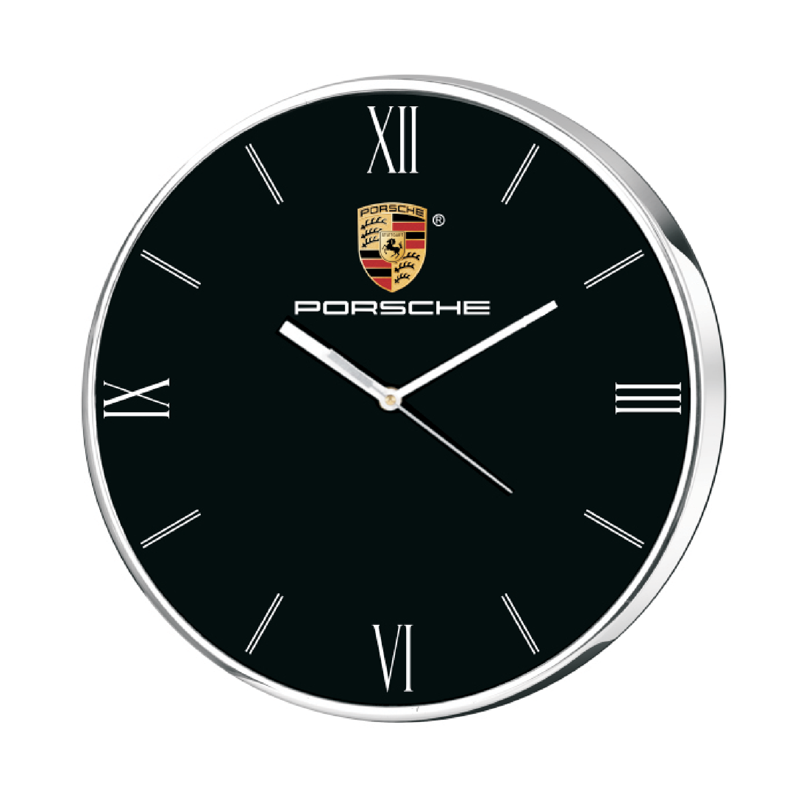 Porche - 12 inch Silver Chrome finish promotional wall clock