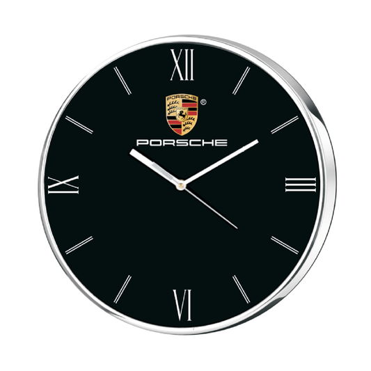Porche - 12 inch Silver Chrome finish promotional wall clock