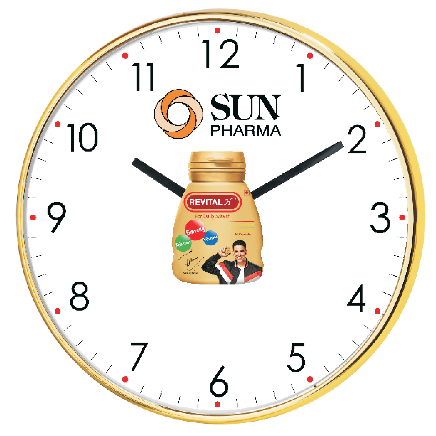 Sun Pharma - 12 inch - promotional wall clock with revolving logo