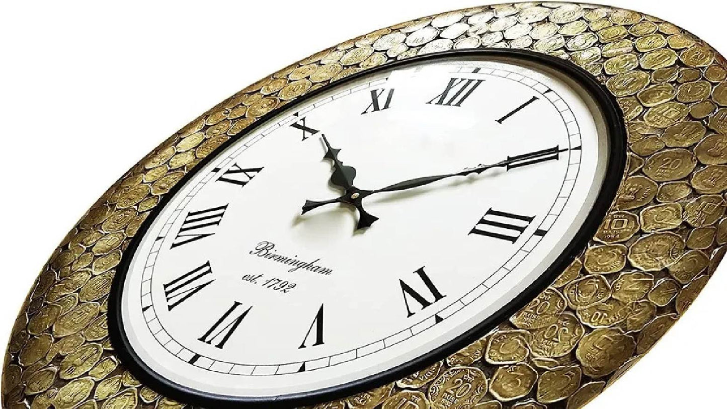 Coin Clock - Wooden Clock With Brass Sheet 18 inch x 18 inch