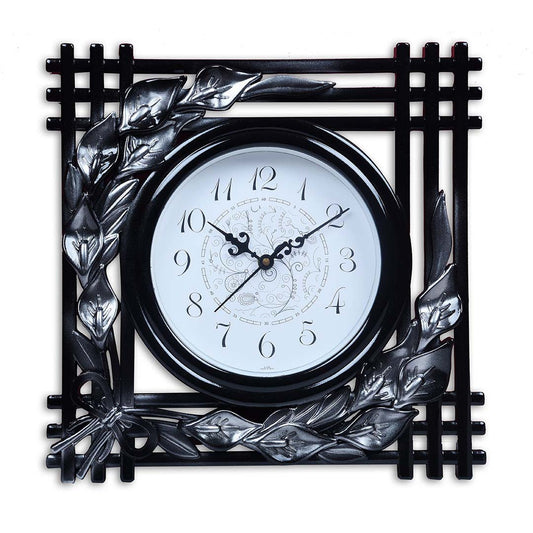 Plastic Wall Clock With Leafy Border