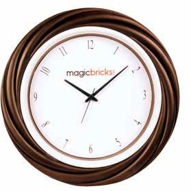 Corporate Custom Printed Logo Wall Clock, Brown