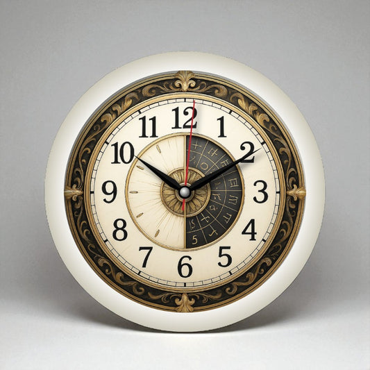 Antique 11-Inch Wall Clock with Numeric & Symbolic Dial – Vintage Look, Plastic Frame