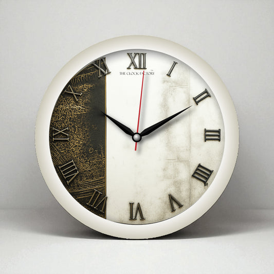 Elegant 11-Inch Roman Numeral Wall Clock – Vintage Dual-Tone Design, Plastic Frame