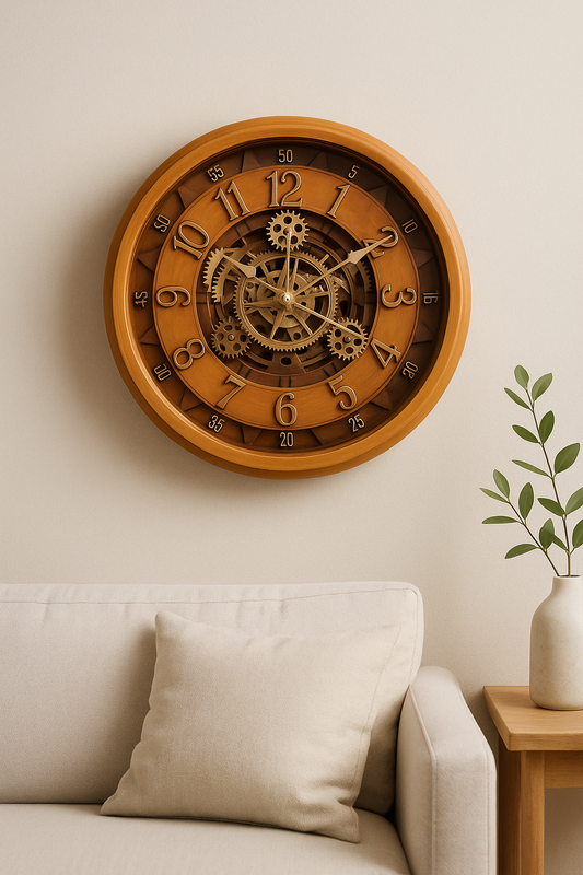 20 Inch Vintage Gear Design Wall Clock – Steampunk Style | Plastic Frame | Eleven55