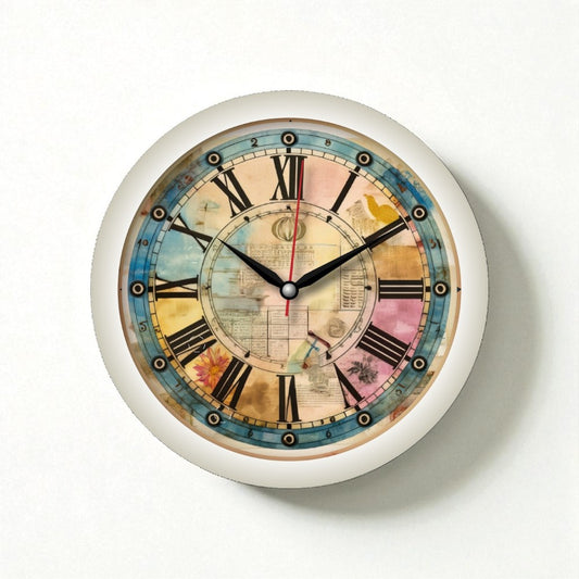 Colorful Vintage Roman Numeral Wall Clock – 11-Inch Plastic Artistic Dial