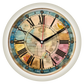 Colorful Vintage Roman Numeral Wall Clock – 11-Inch Plastic Artistic Dial