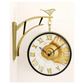 Elegant 12 Inch Double-Sided Wall Clock with Golden Fossil Dial – Premium Plastic Frame