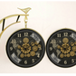 12″ Double-Sided Gear Wall Clock – Black World Map Dial with Golden Cogs