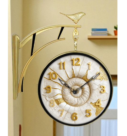 Elegant 12 Inch Double-Sided Wall Clock with Golden Shell Dial – Premium Plastic Frame (Copy)