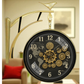 12″ Double-Sided Gear Wall Clock – Black World Map Dial with Golden Cogs