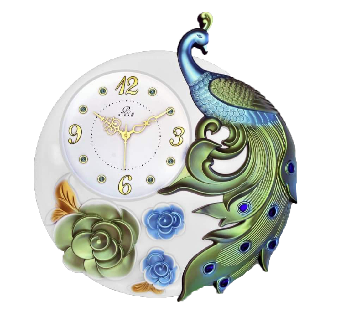 Multi color Peacock , Plastic wall clock