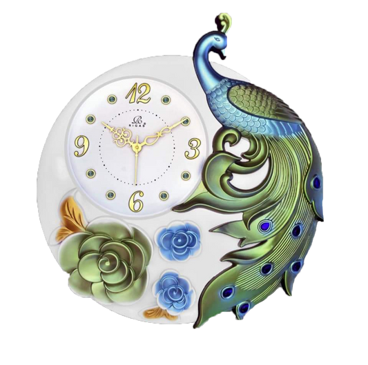 Multi color Peacock , Plastic wall clock