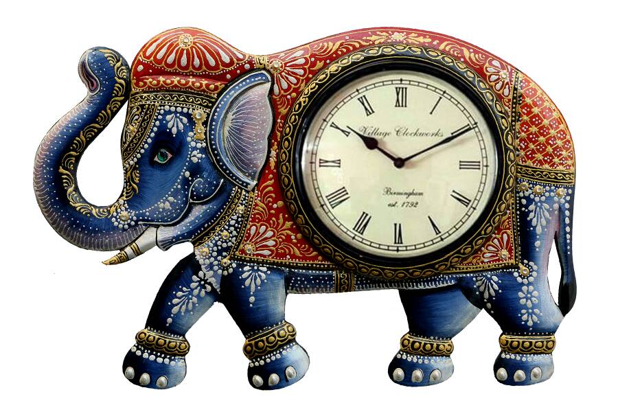Jodhpuri art Elephant wall Clock, 14 x 18 inch