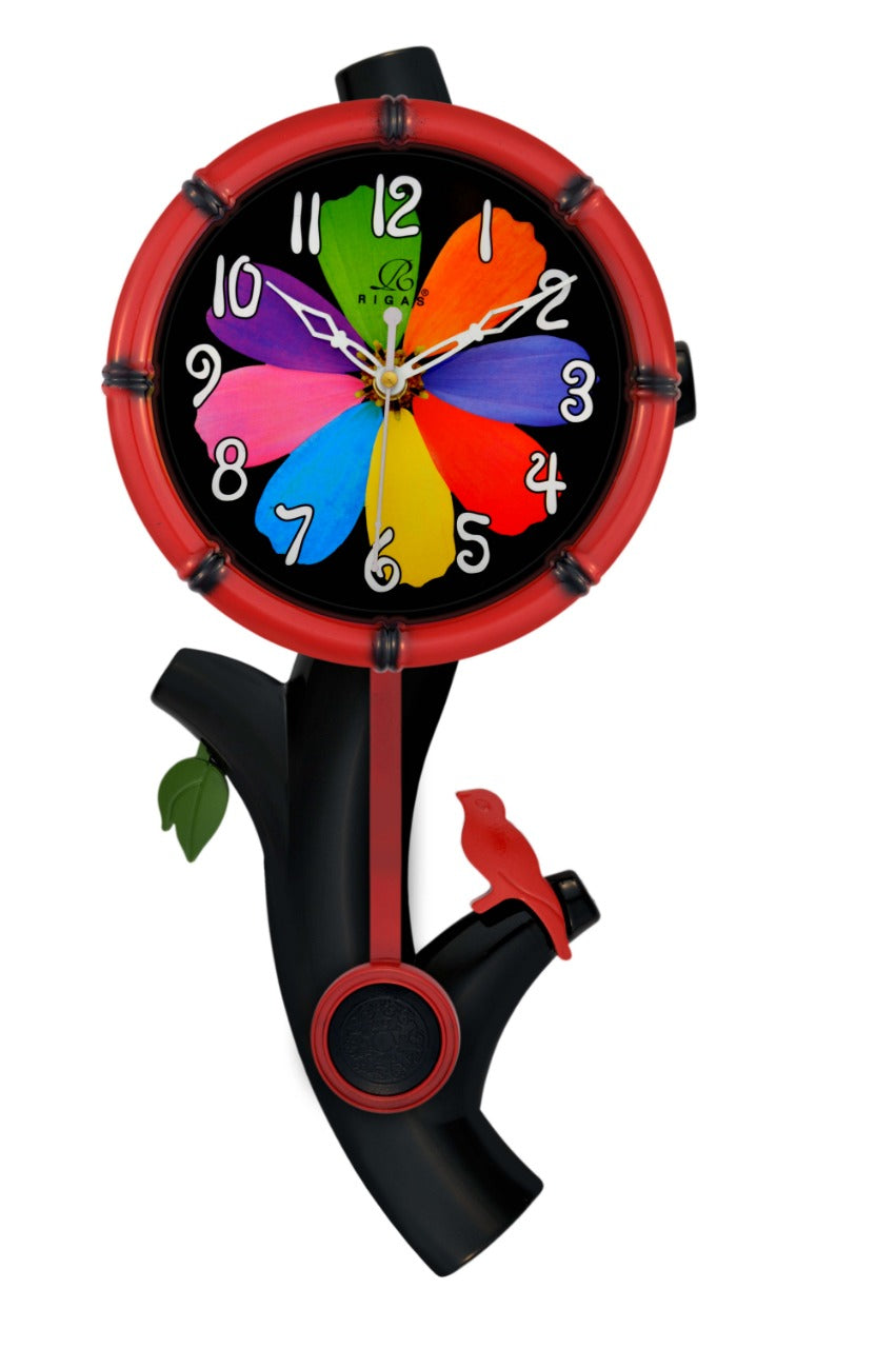 Silent Birdhouse Pendulum Clock - Red - 14-in – Mellow Monkey