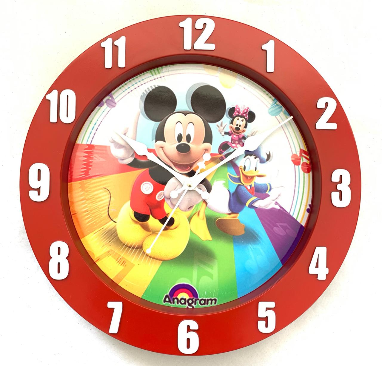 Mickey Mouse Clock , Always Keep Smiling, 12.5 inch x 12.5 inch , Round Plastic Wall Clock